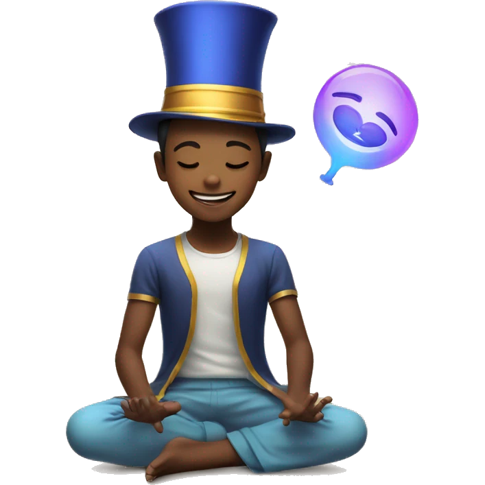 A happy kid meditating with a magician hat emoji