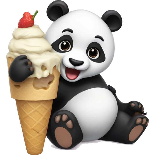 Panda eating ice cream emoji