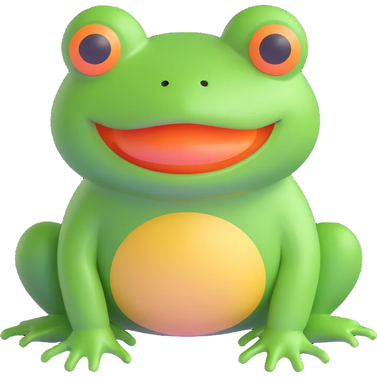 realistic green frog, 3D emoji style emoji
