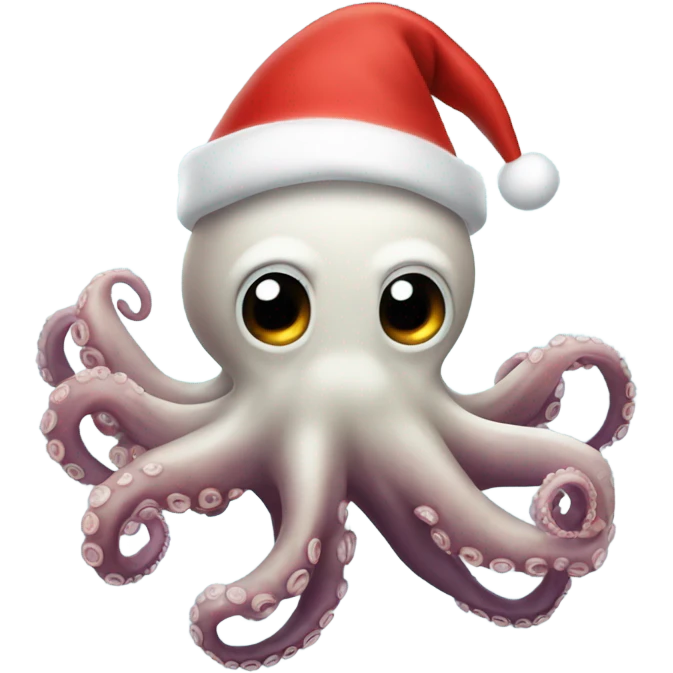 Octopus with a Santa hat emoji