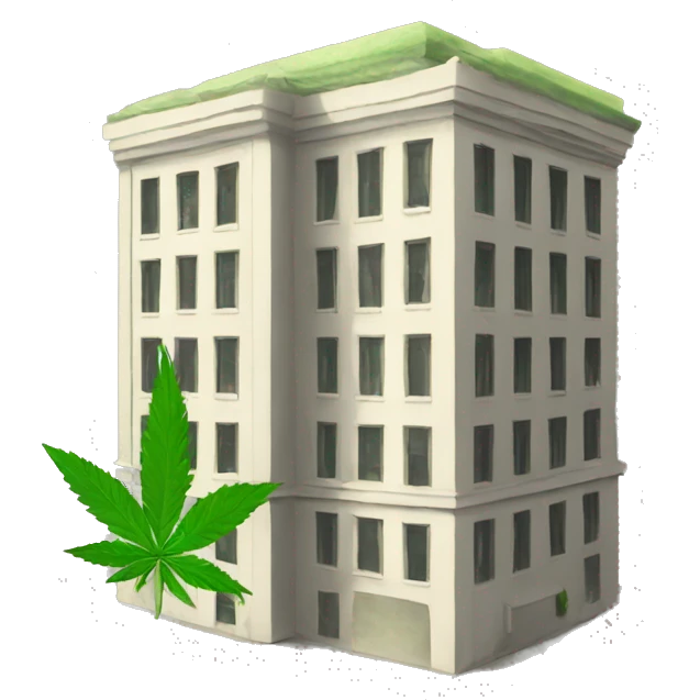 building with weed flag emoji