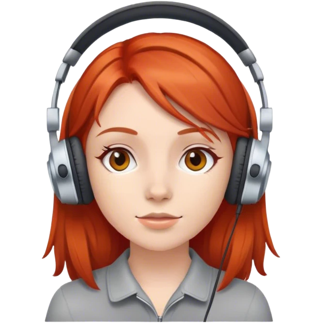 Red haired girl with headphones emoji
