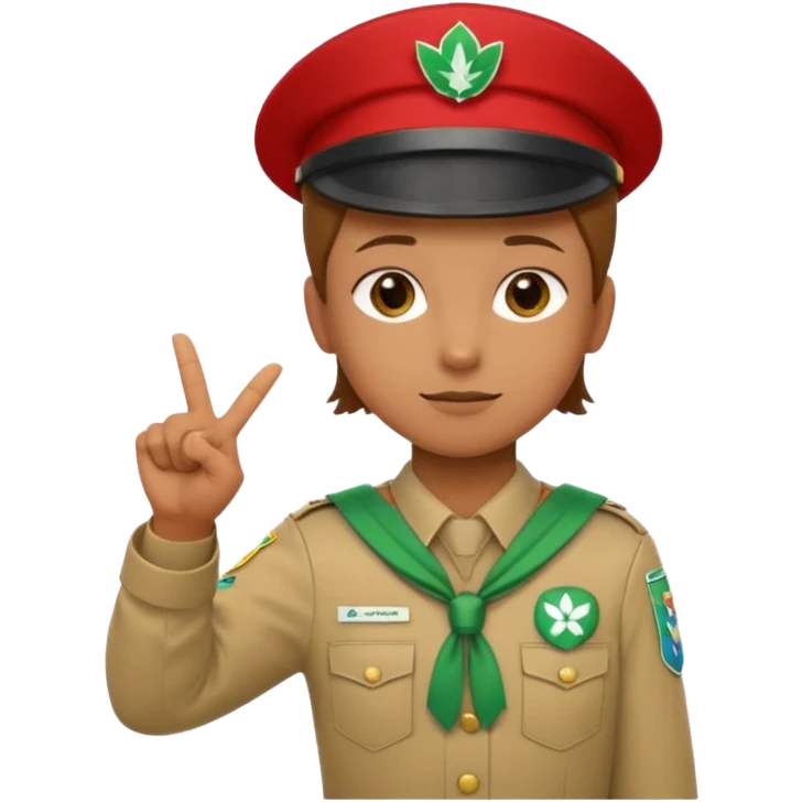 “Emoji-style person in a scout uniform making a balancing gesture with both hands. One hand holds a red cross (not allowed), the other a green checkmark (allowed). Thoughtful expression, simple clean emoji design, centered, transparent background.” emoji