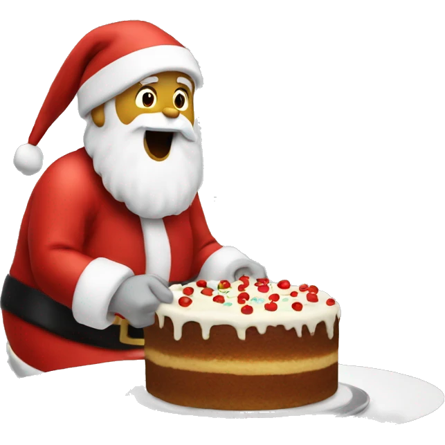 santa eating cake emoji