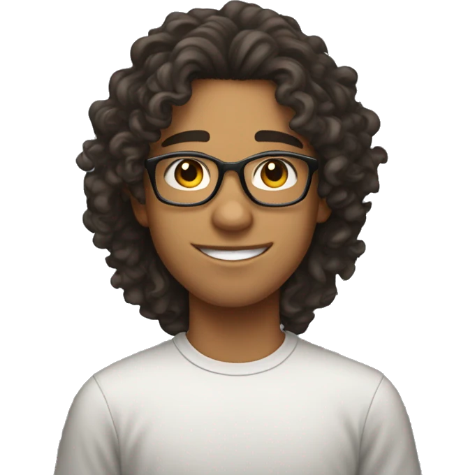 20 year old boy with long curly hair, Hispanic complexion , glasses and who smells emoji