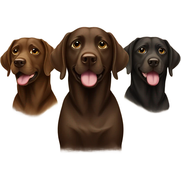 A family of labradors two black one chocolate one golden emoji
