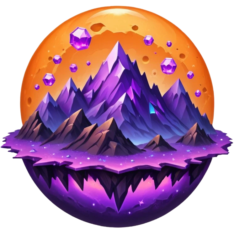 planet, crystal Planet, surface covered in glowing crystals mountains and dust emoji