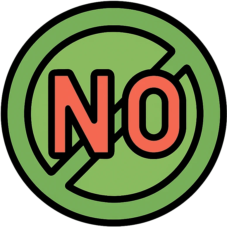 Change the text to 'NO' while keeping the green ball and the outlined color icon style consistent with the original image. emoji