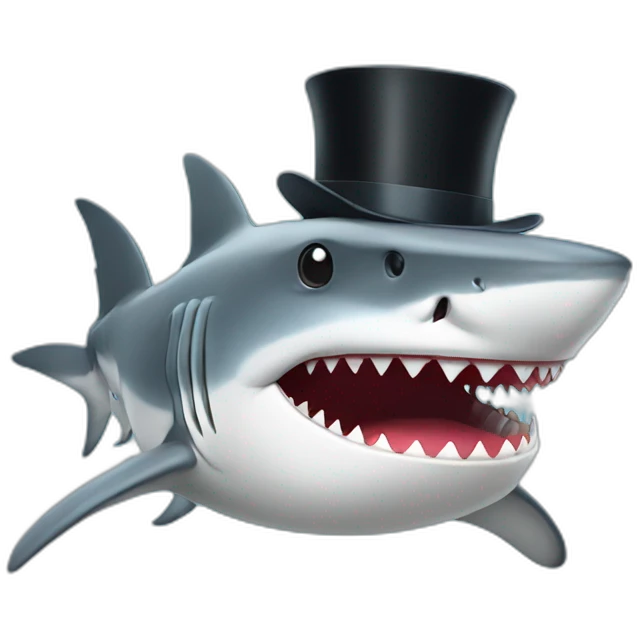 Shark with a top hat emoji