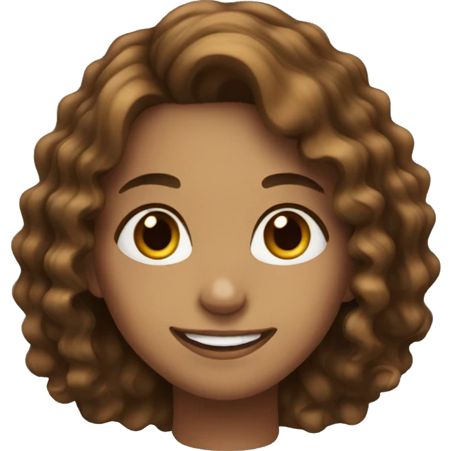 girl with brown wavy hair smiling  emoji