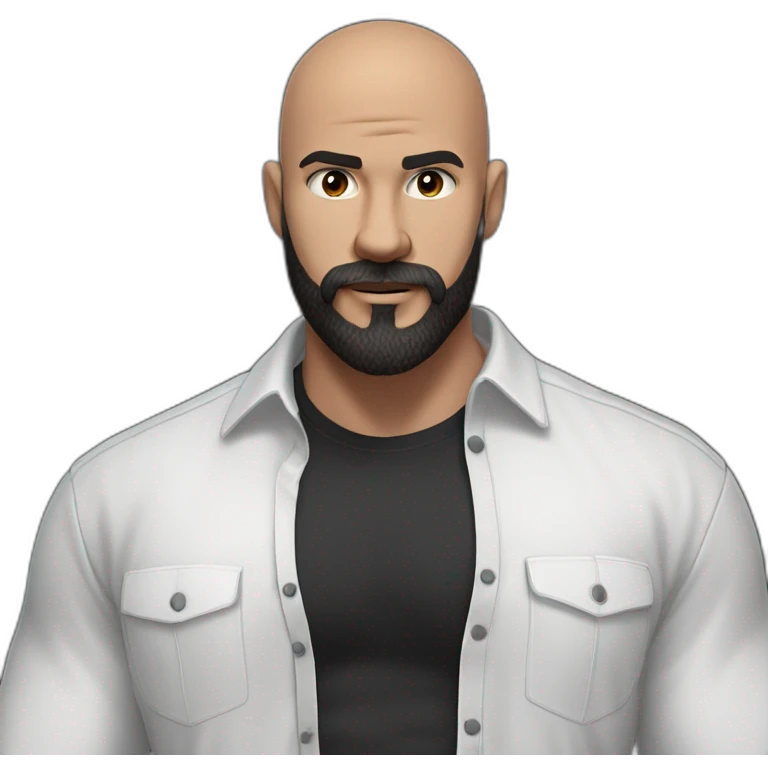 muscular bald man in black emoji