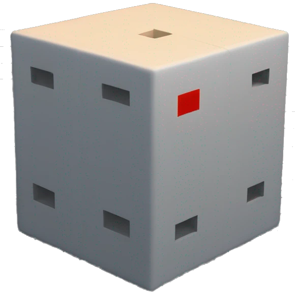 Create an emoji of a cube-shaped object with multiple number 0 and 1 displayed on its surfaces, representing a matrix or data grid. emoji