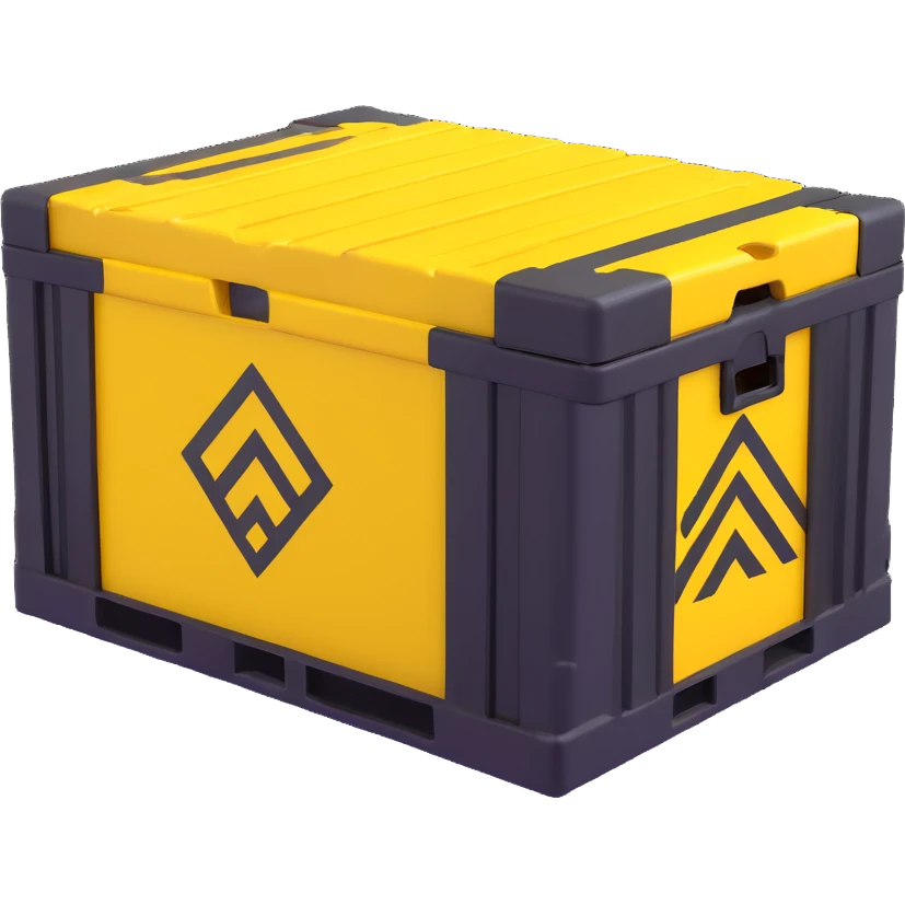 industrial crate, yellow hazard markings, rugged look emoji