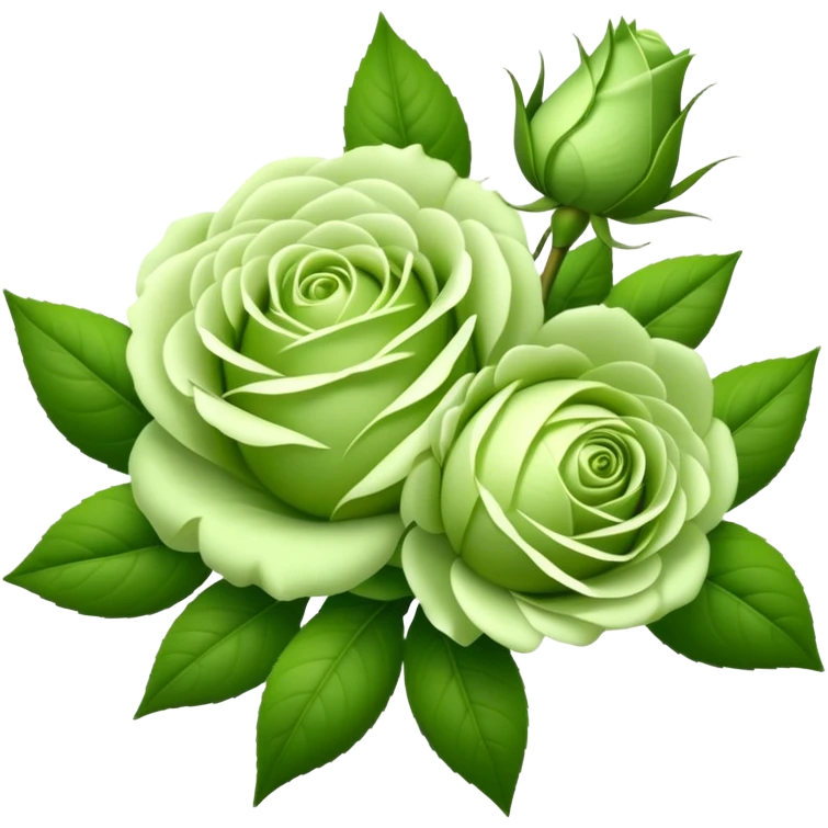 big bouquet Soft Green Tea Rose flower and bud, luxuriant, leaf, bud emoji