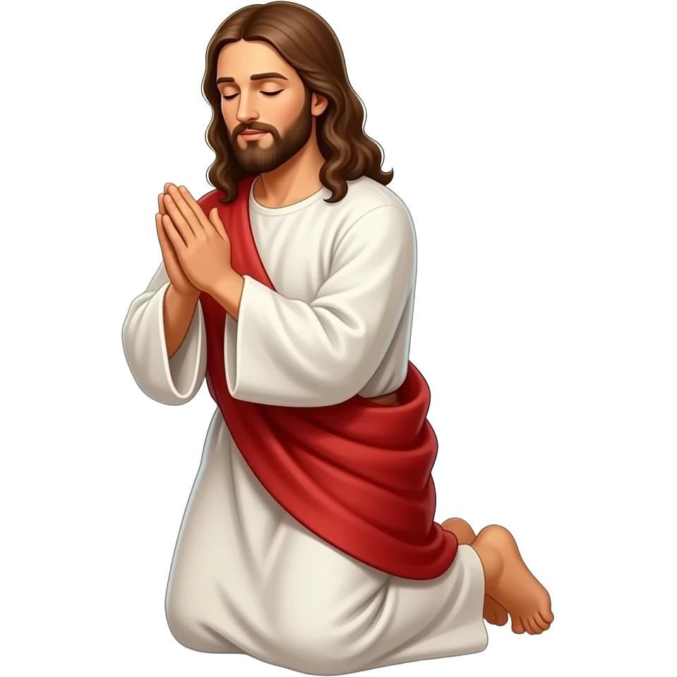 Jesus praying on his knees to God emoji
