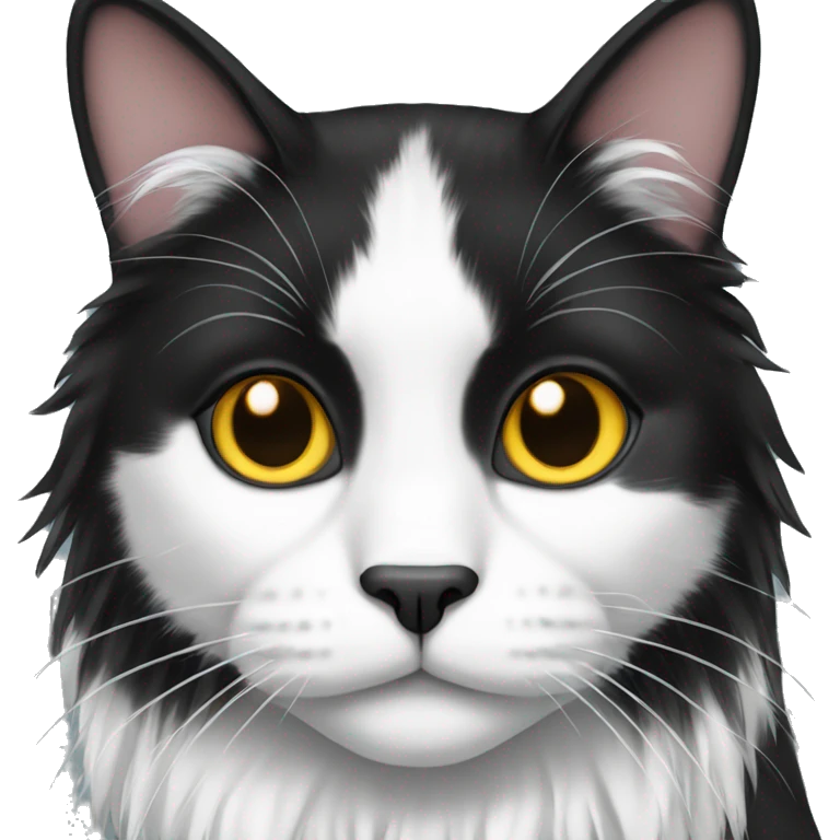 Black and white long haired cat emoji
