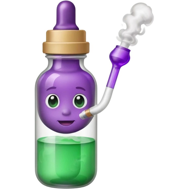 baby bottle with purple liquid and joint emoji