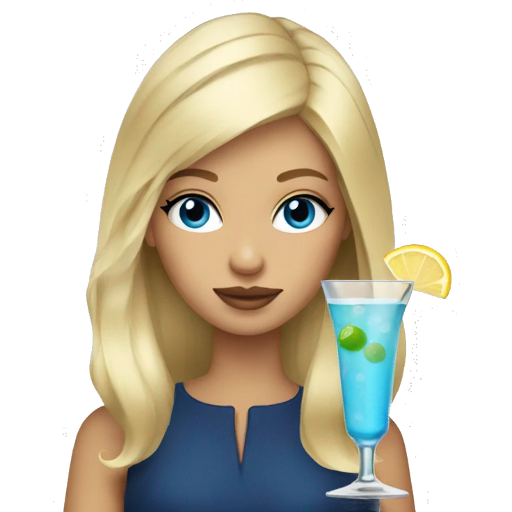 blonde hair blue eye girl drinking martini  emoji
