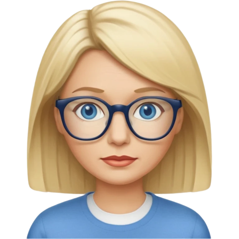 white woman about 50 blonde bobbed hair blue eyes glasses emoji