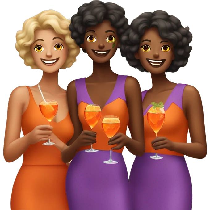 Three bright women drinking aperol spritz emoji