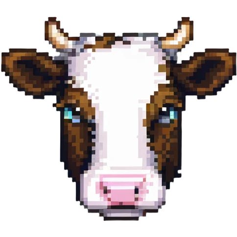 extremely blocky ultra-minimal pixel art Minecraft cow emoji with only 2 or 3 large square pixels, abstract and simple emoji