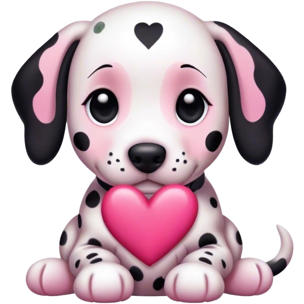 Dalmatian with heart pink emoji