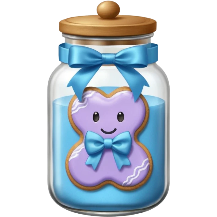 Blue Ginger biscuits in a jar with a bow emoji