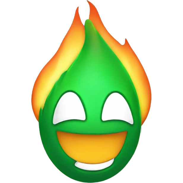 happy flame with green chart emoji