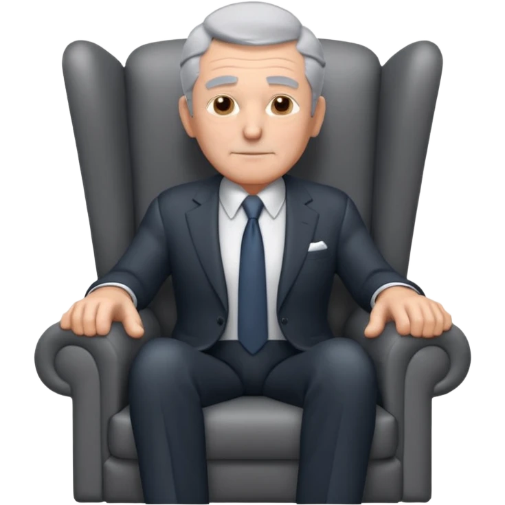 elderly businessman sitting in an armchair, wearing a formal suit and tie, gray hair, confident wise expression, corporate boss vibe, 3D cartoon style, mobile game icon style, clean background, no text, no watermark
 emoji