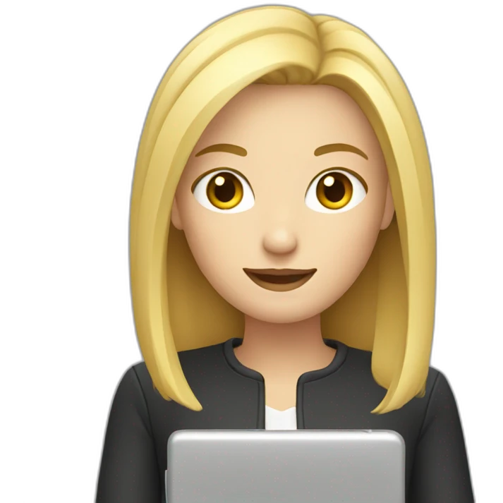 blonde with square hair holding a tablet in her hands emoji