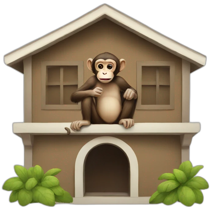 Monkey eating house emoji