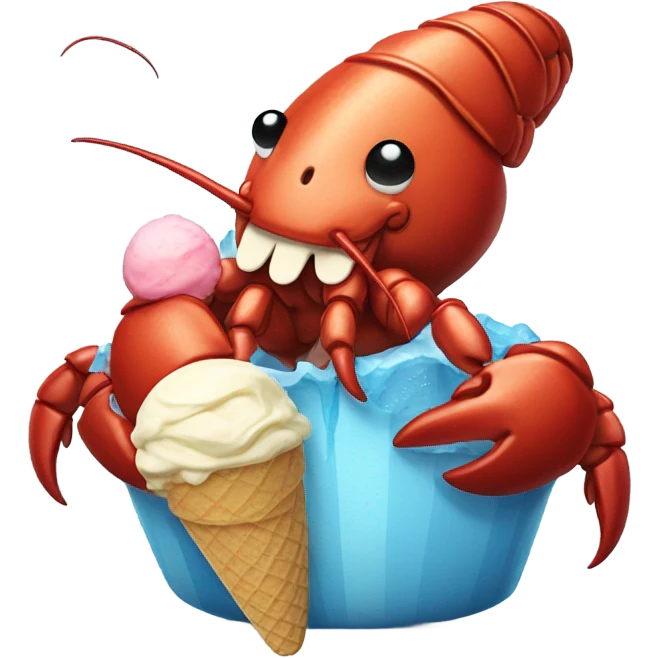 Lobster eating ice cream emoji