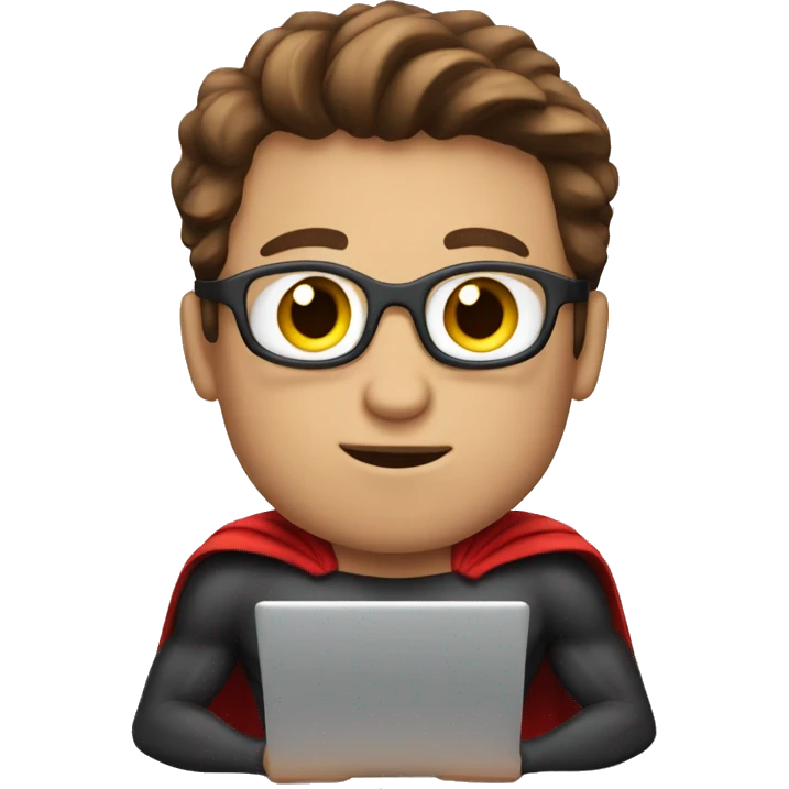 superhero with brown hair at the laptop emoji