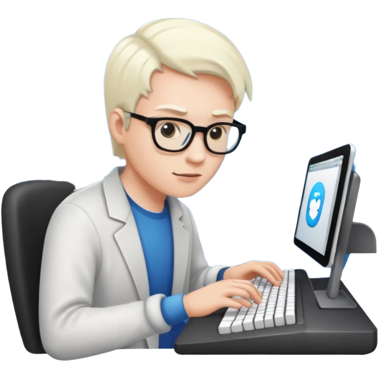 software developing with white skin emoji