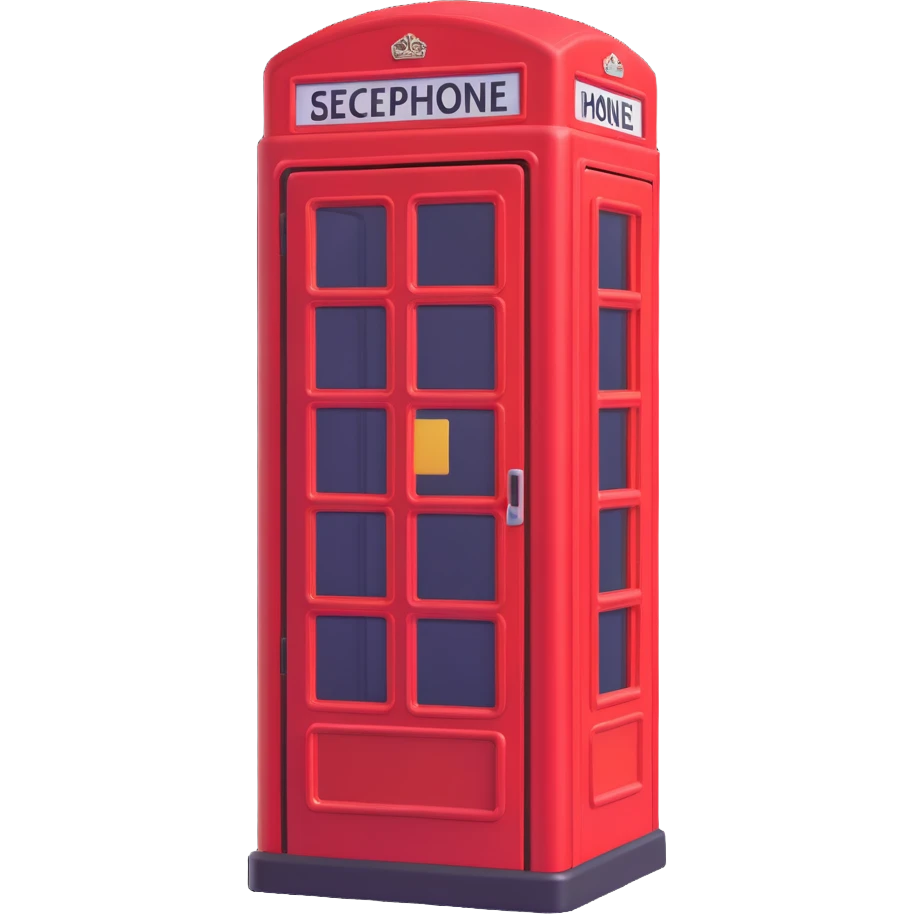 red phone booth, 3D emoji style, shiny, rounded edges emoji