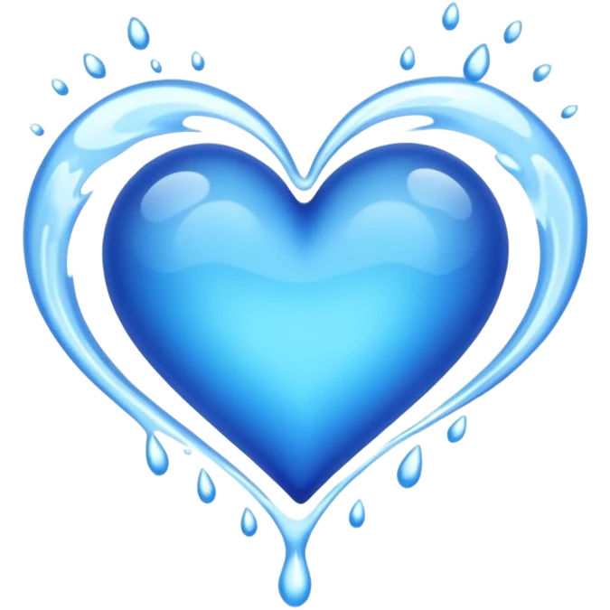 Emoji of blue heart inside water flowing emoji