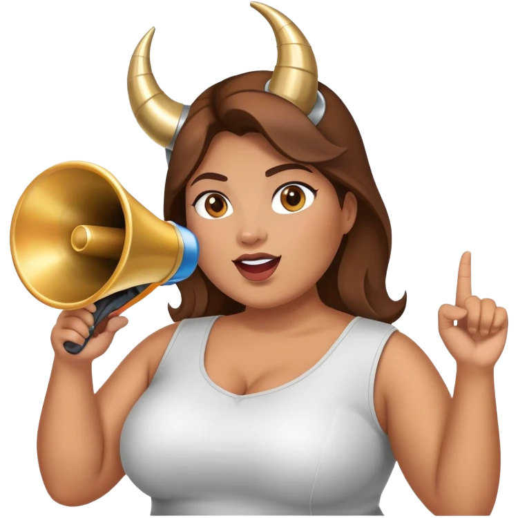a plus size women holding a megaphone horn emoji