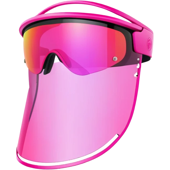 sporty pink shield visor sunglasses with neon pink one-piece lens, athletic futuristic design emoji