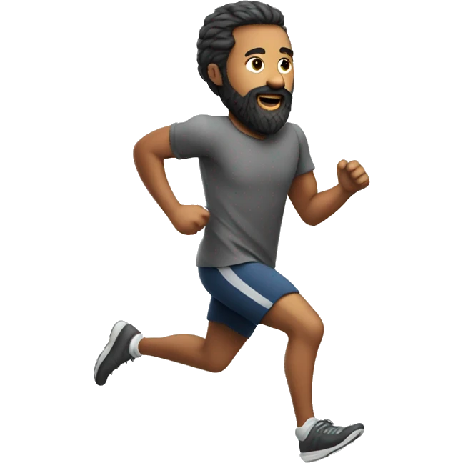man running with beard emoji