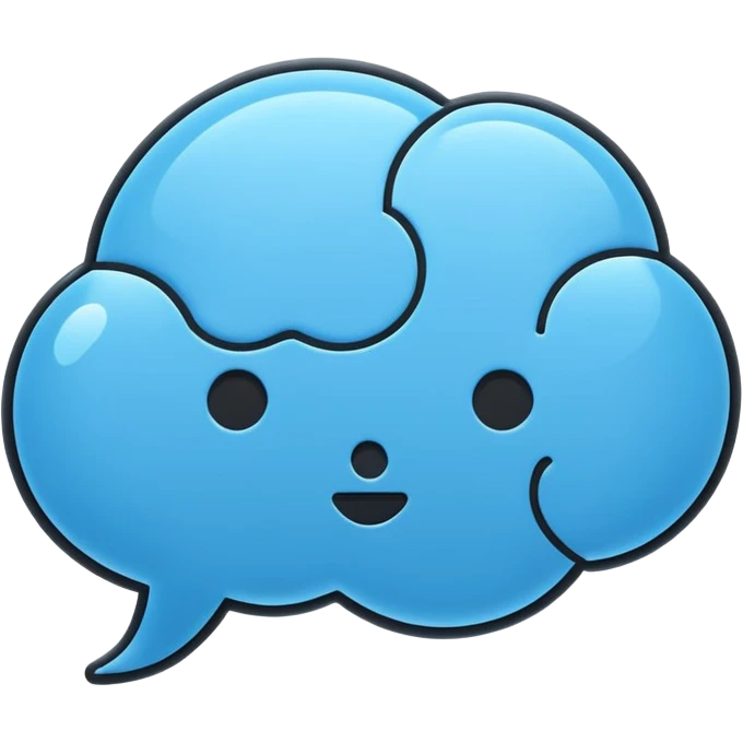 Minimalistic flat vector icon, iOS style, thin black contour on white background. Chat bubble with small AI brain symbol inside. Clean, no text, no shadows emoji