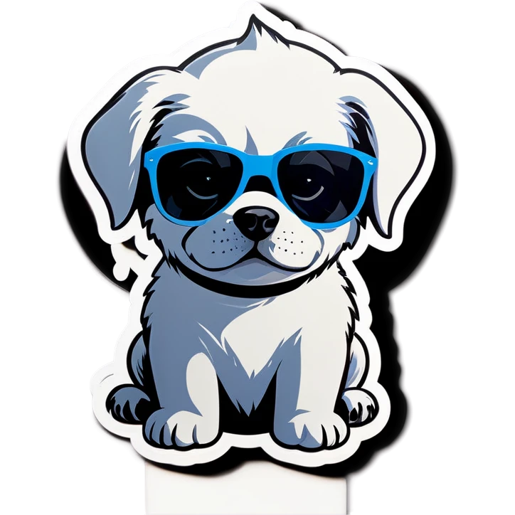 Small white puppy with sunglasses  emoji
