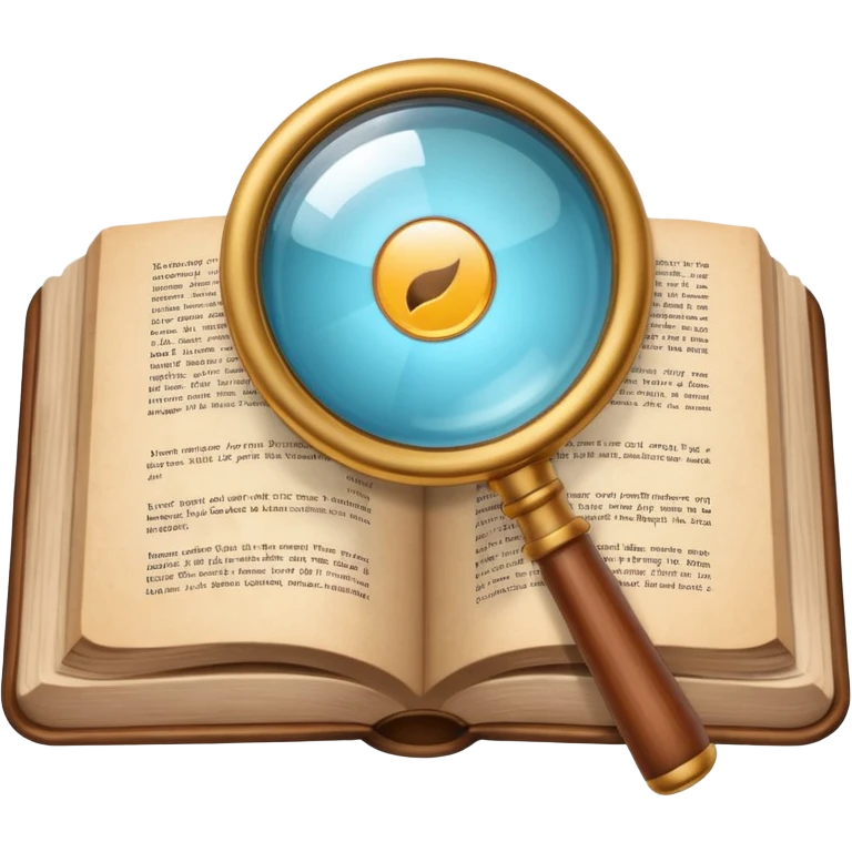 Magnifying glass above book  emoji