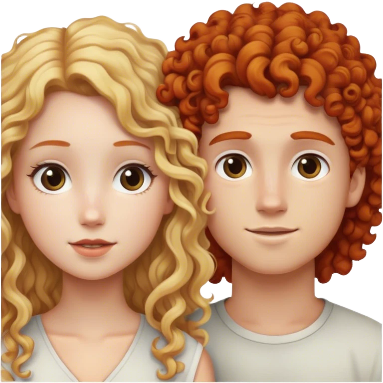 blonde straight hair girl and a redhead curly hair boy emoji