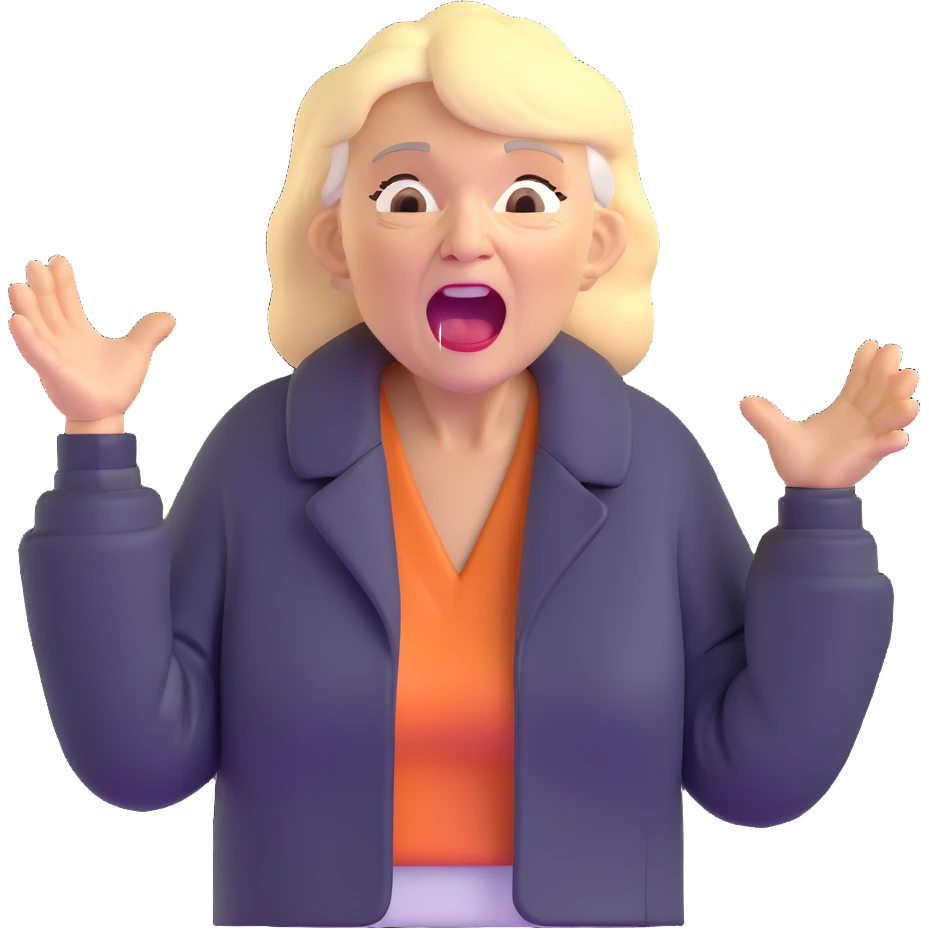 mean Karen, old yelling lady with blonde hair and a jacket emoji
