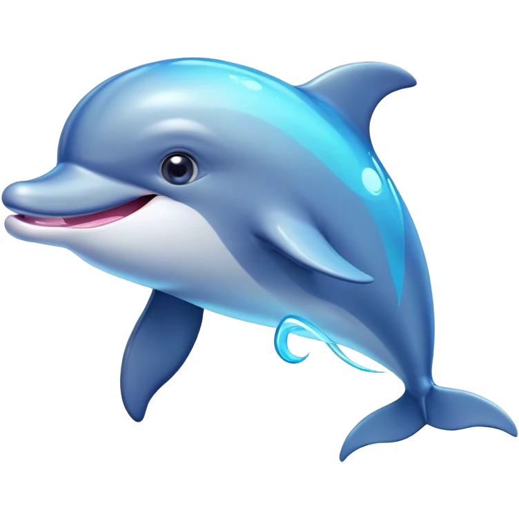 Cinematic Cheeky Dolphin Portrait Emoji, With a playful tilt of its head and a mischievous sparkle in its eyes, showcasing a sleek, shiny body accented by a quirky, animated smile and a cheeky wink, Simplified yet hilariously endearing features, highly detailed, glowing with a vibrant, sassy aquatic glow, high shine, spirited and fun, stylized with an air of quirky marine mischief, soft glowing outline, capturing the essence of a super cute dolphin that looks ready to splash its way into viral fame with playful charm! emoji