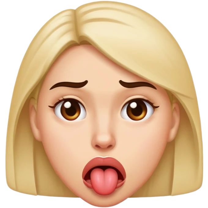 женщина с хмурым лицом показывает язык emoji