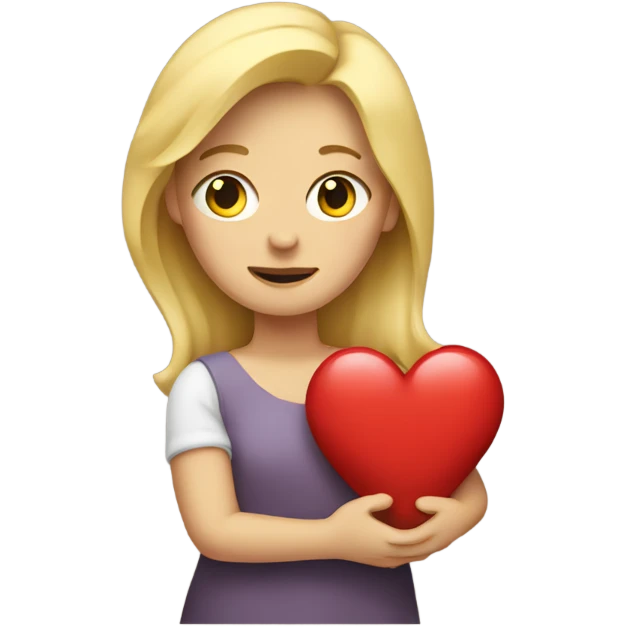 Blonde Mother holds her heart in her arm emoji