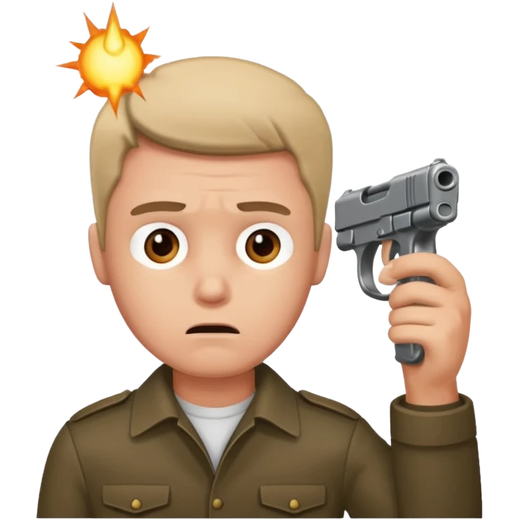 Man aiming a gun to his head looking sorry emoji