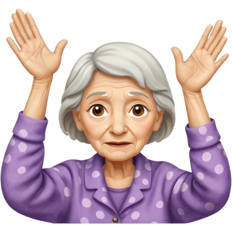 Old lady hands up raise the roof emoji