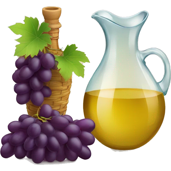vintage carafe of wine with grape and glass emoji